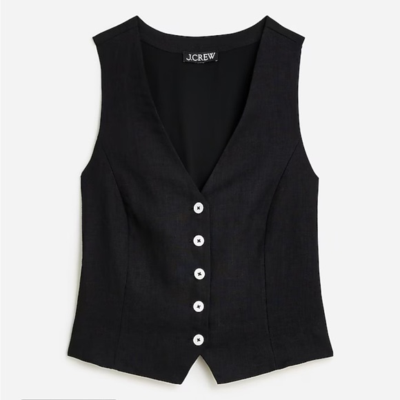 J. Crew Slim-fit linen vest Black Size 10 NEW BY698 - Picture 3 of 10